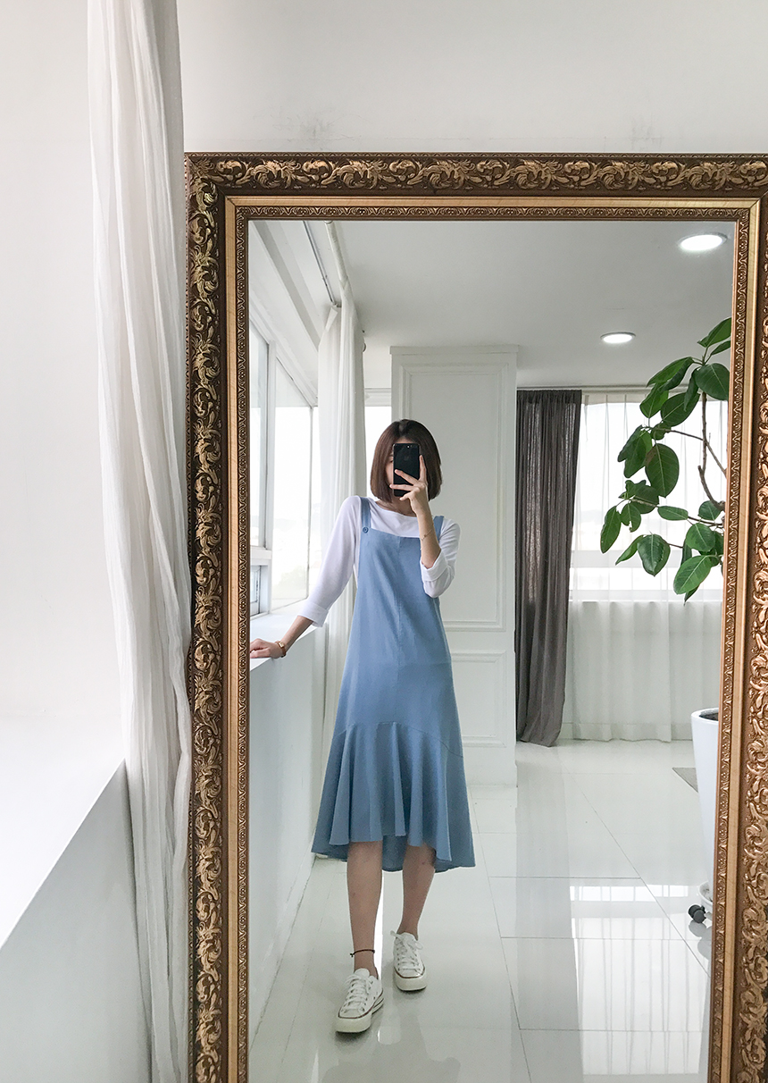 Needle Coat Neck Roll Up 7 Pcs Tencel T-Shirt High