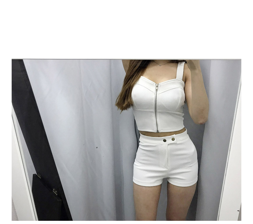 Zip top &amp riding pants, white black women two-p