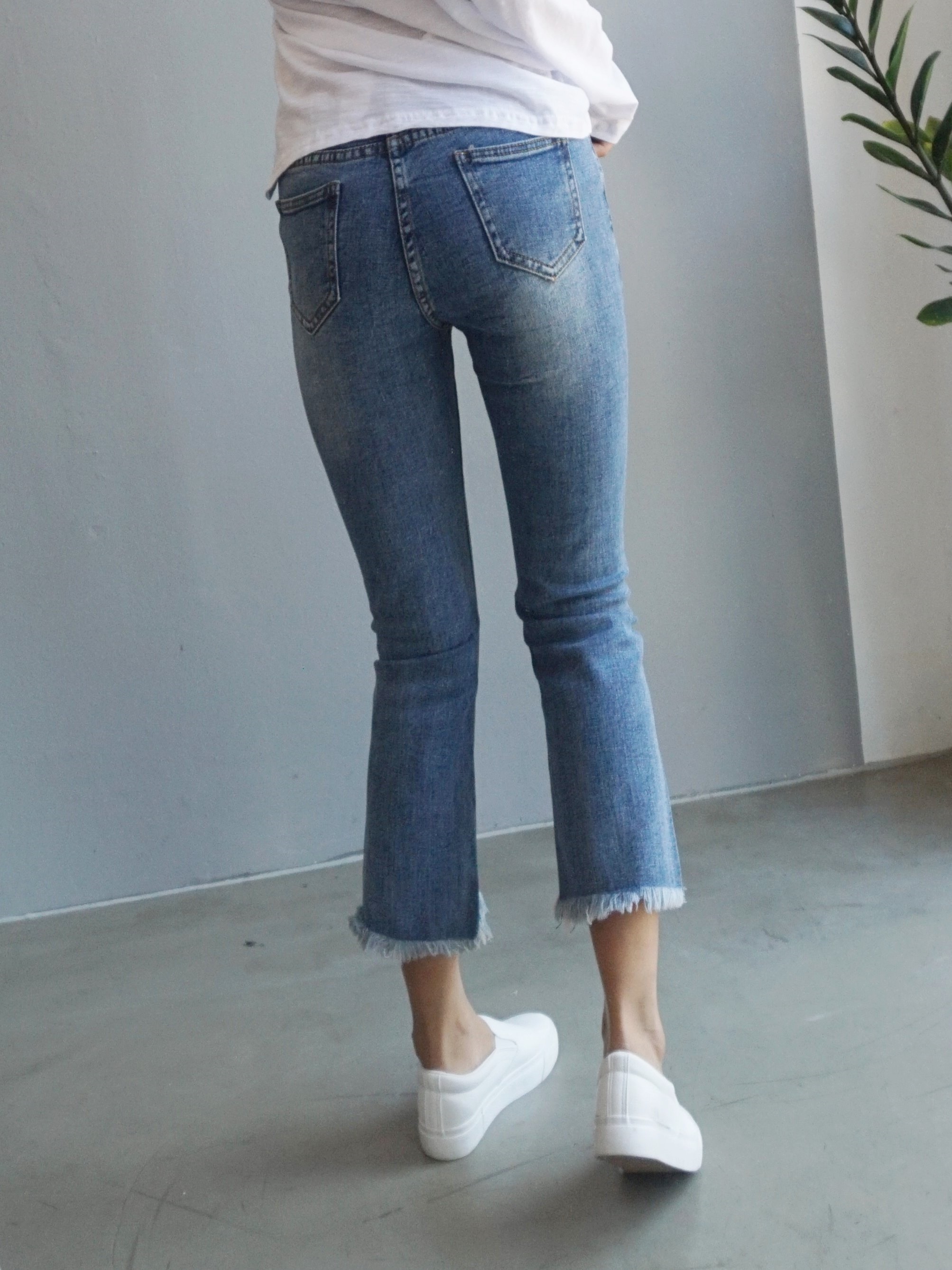 Women Jeans Pants Skirts Cutting Boots Cut Jeans T