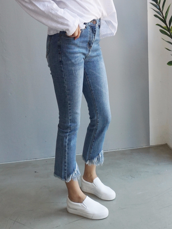 Women Jeans Pants Skirts Cutting Boots Cut Jeans T