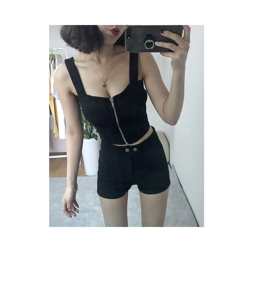 Zip top &amp riding pants, white black women two-p