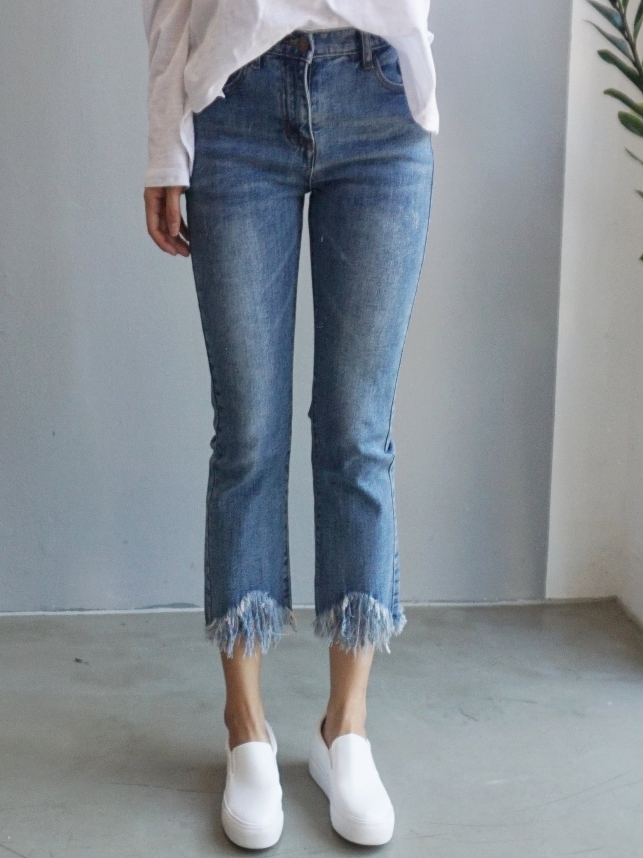 Women Jeans Pants Skirts Cutting Boots Cut Jeans T