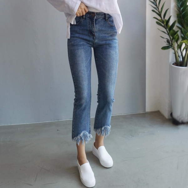 Women Jeans Pants Skirts Cutting Boots Cut Jeans T
