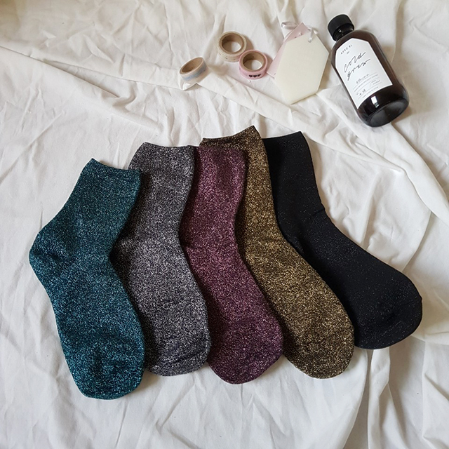 New Metal Glitter Sock Glitter Fashion Point Four 