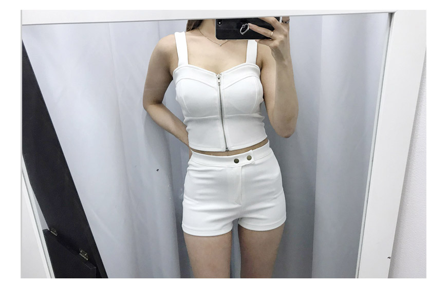 Zip top &amp riding pants, white black women two-p