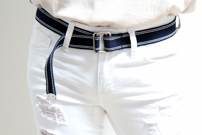 Cotton belt Two-tone collar O-ring side Casual vin