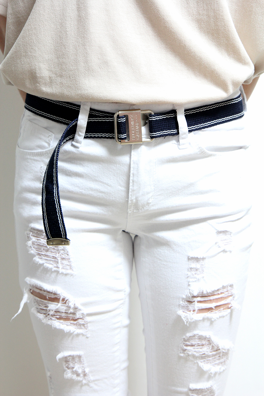 Cotton belt Two-tone collar O-ring side Casual vin