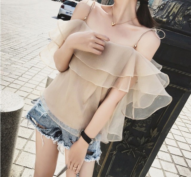 NEW FASHION LADY GIRL Blouse Frill Chiffon Off-Sho