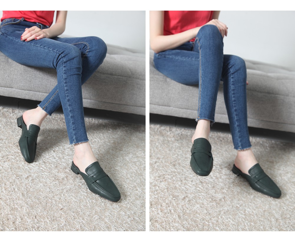 New Domestic Basic Blower 3cm Women Leather Slippe