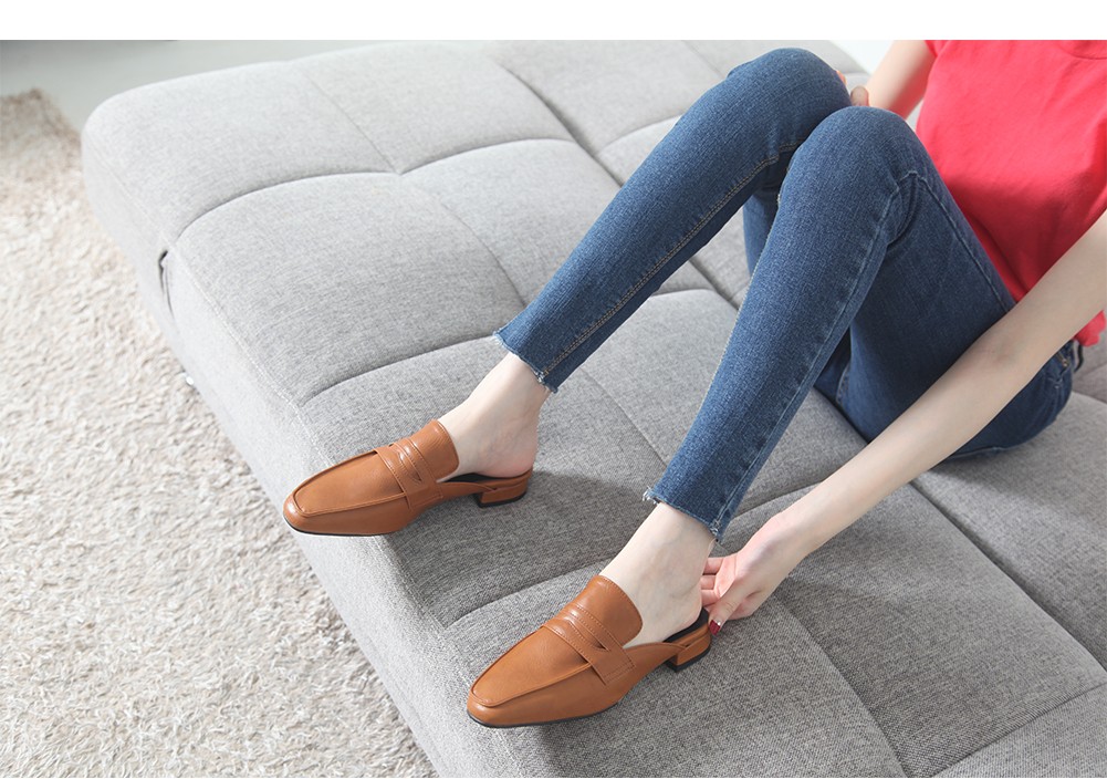 New Domestic Basic Blower 3cm Women Leather Slippe