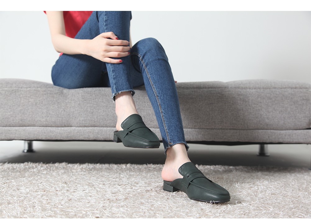 New Domestic Basic Blower 3cm Women Leather Slippe