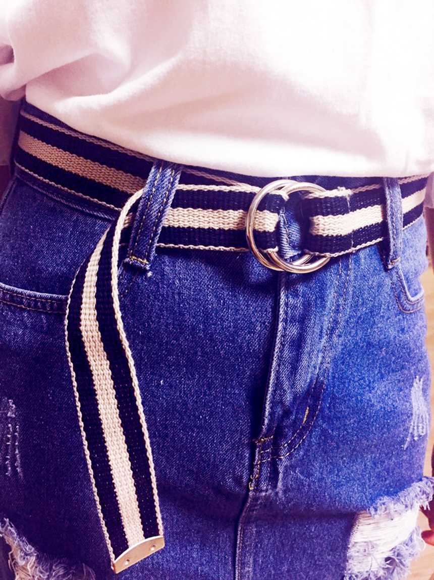 Cotton belt Two-tone collar O-ring side Casual vin