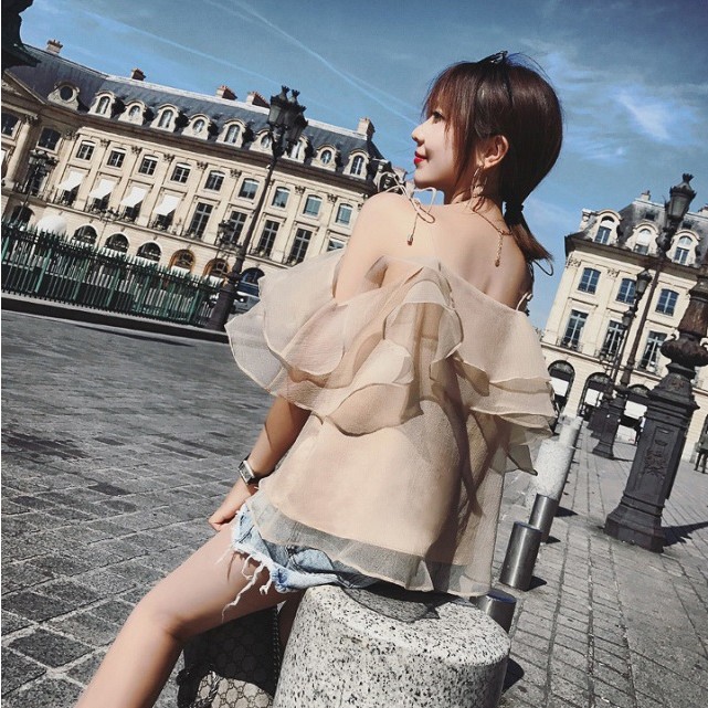 NEW FASHION LADY GIRL Blouse Frill Chiffon Off-Sho