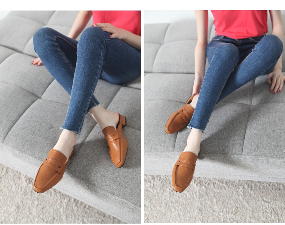 New Domestic Basic Blower 3cm Women Leather Slippe