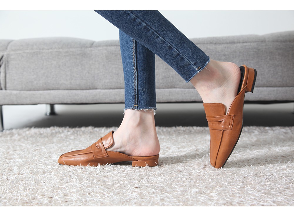 New Domestic Basic Blower 3cm Women Leather Slippe