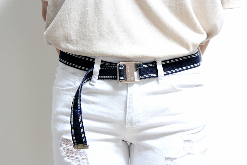 Cotton belt Two-tone collar O-ring side Casual vin