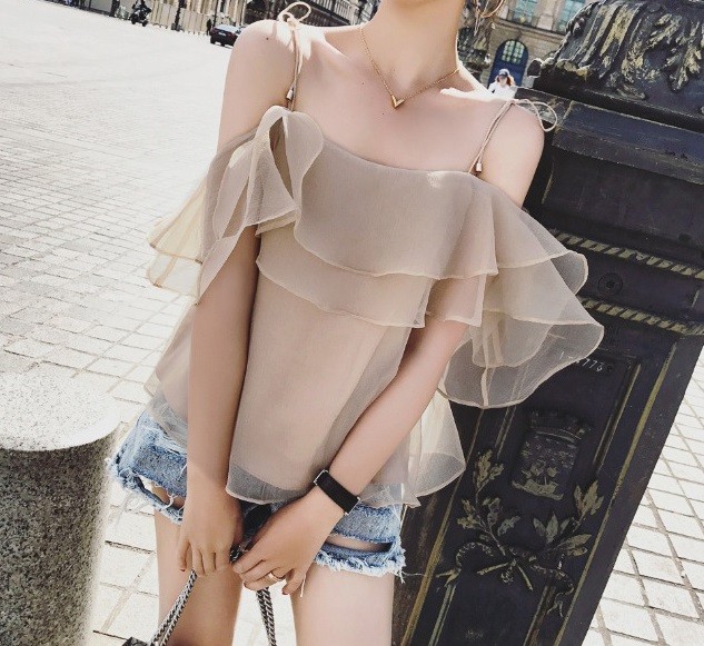 NEW FASHION LADY GIRL Blouse Frill Chiffon Off-Sho