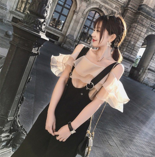 NEW FASHION LADY GIRL Blouse Frill Chiffon Off-Sho