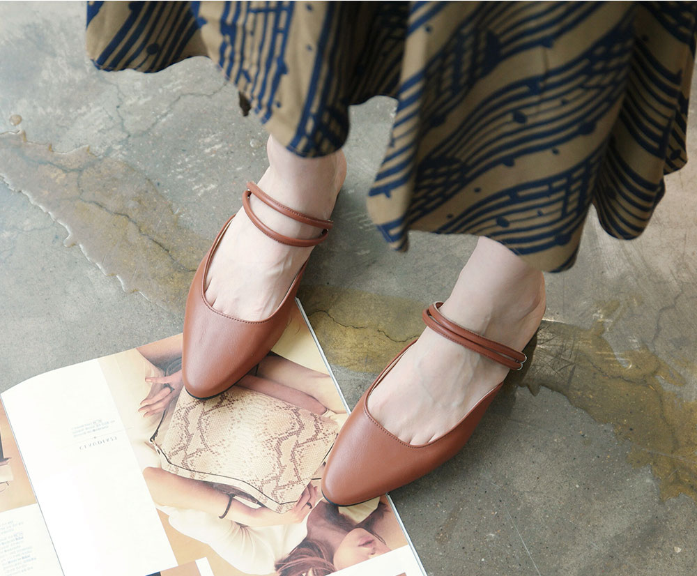 New 2type Woody heel strap Blower 2cm Chic Unique 