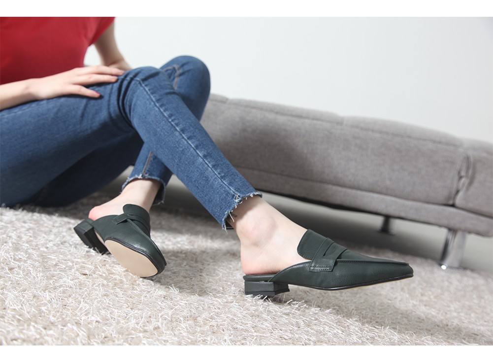 New Domestic Basic Blower 3cm Women Leather Slippe