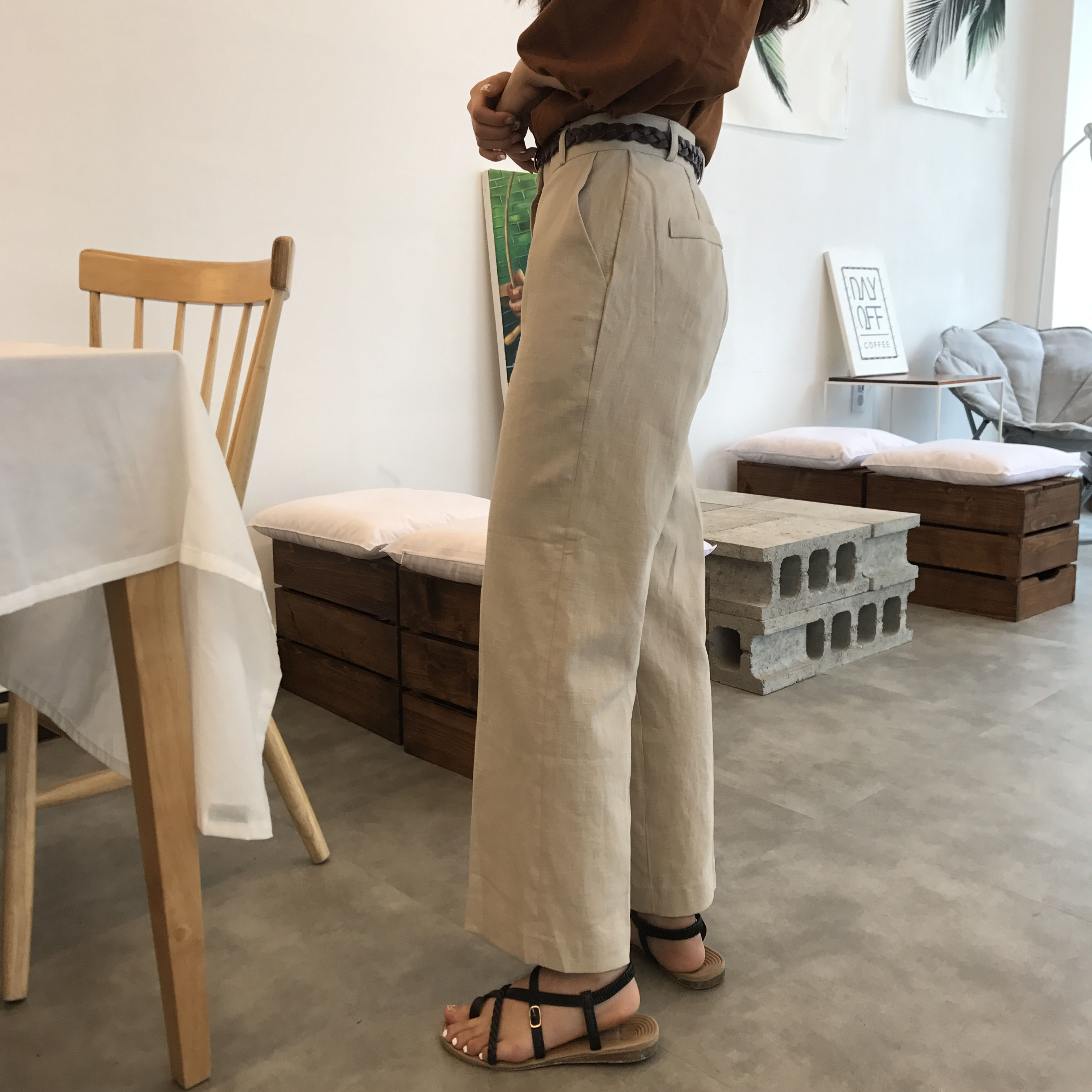 New Women's Pants Women's Wide Linen Slacks 