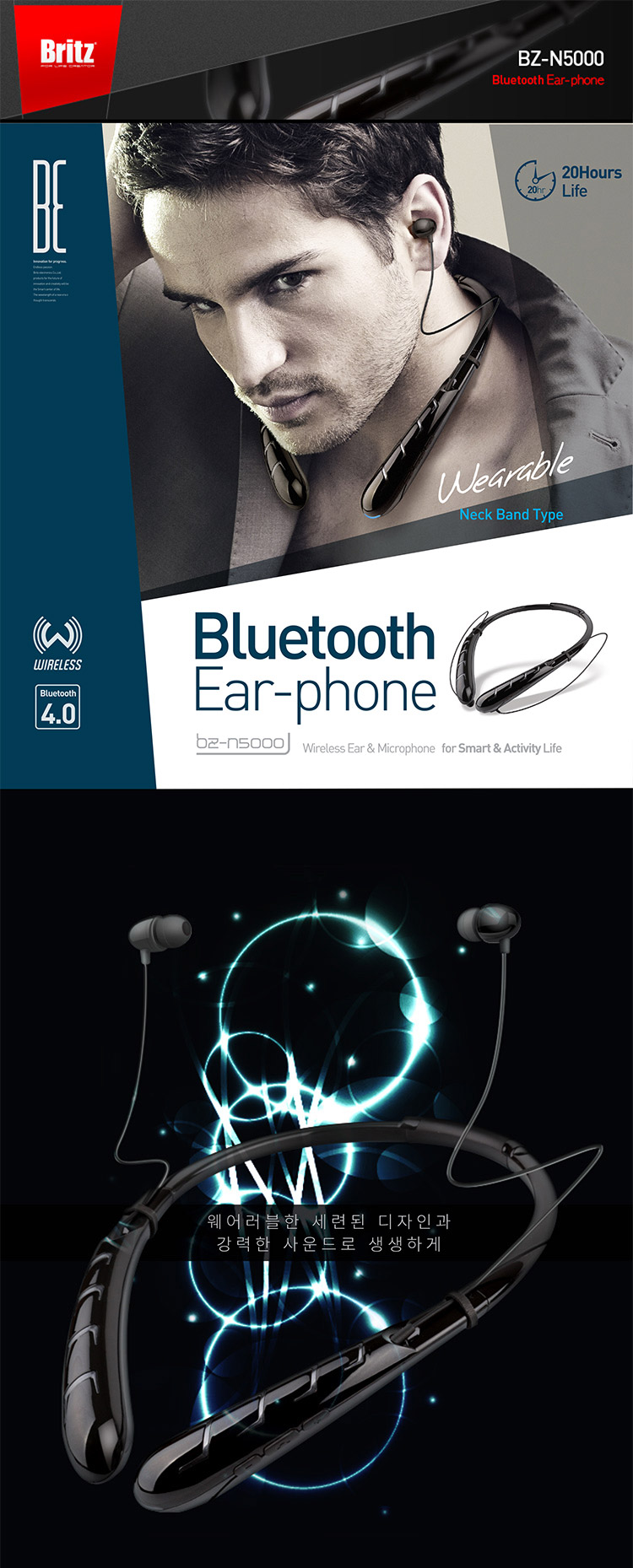 NEW BLUETOOTH EARPHONE BRITZ BZ-N5000 High quality