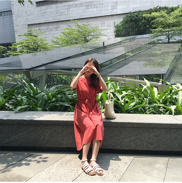 NEW FASHION LADY GIRL DRESS Long Ribbon Linen Long