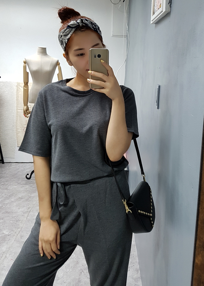 Short-sleeved Two-piece Big Size Banding Set Ribbo