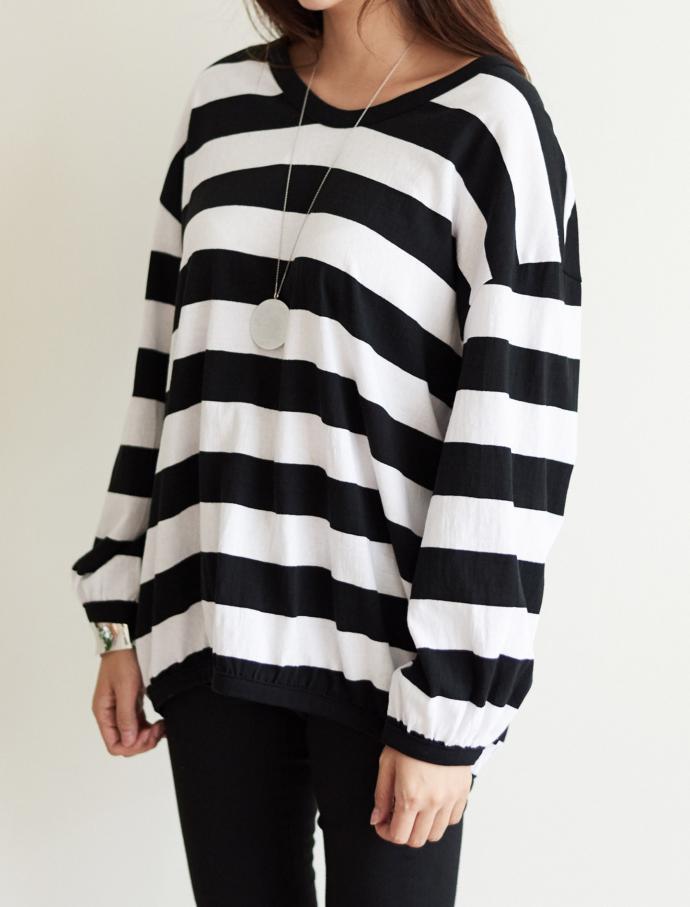 Striped Long Sleeve T-shirt Girls Feminine Daily C