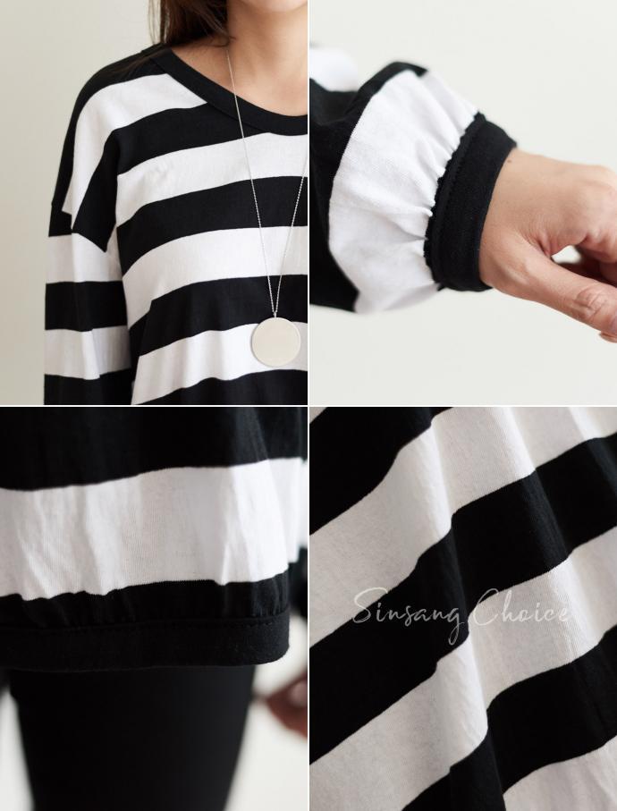 Striped Long Sleeve T-shirt Girls Feminine Daily C