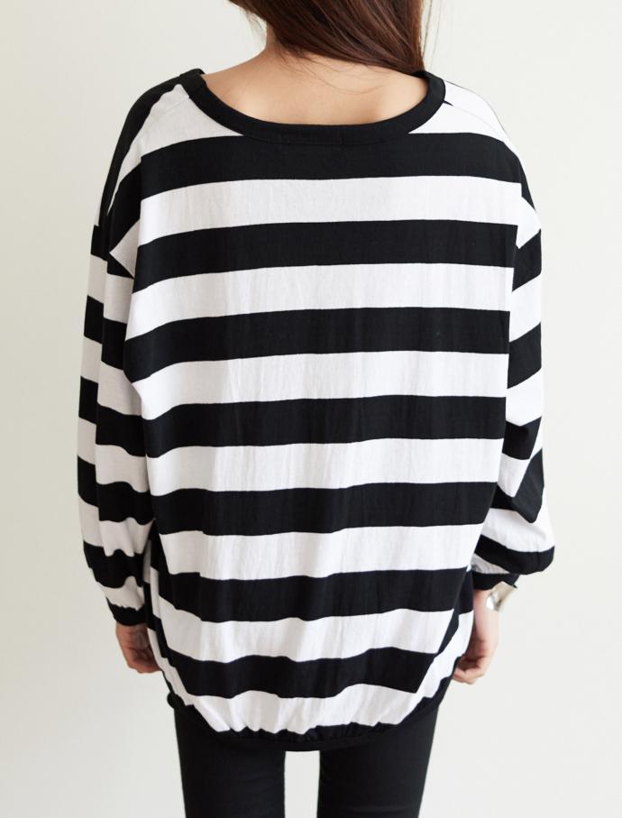 Striped Long Sleeve T-shirt Girls Feminine Daily C