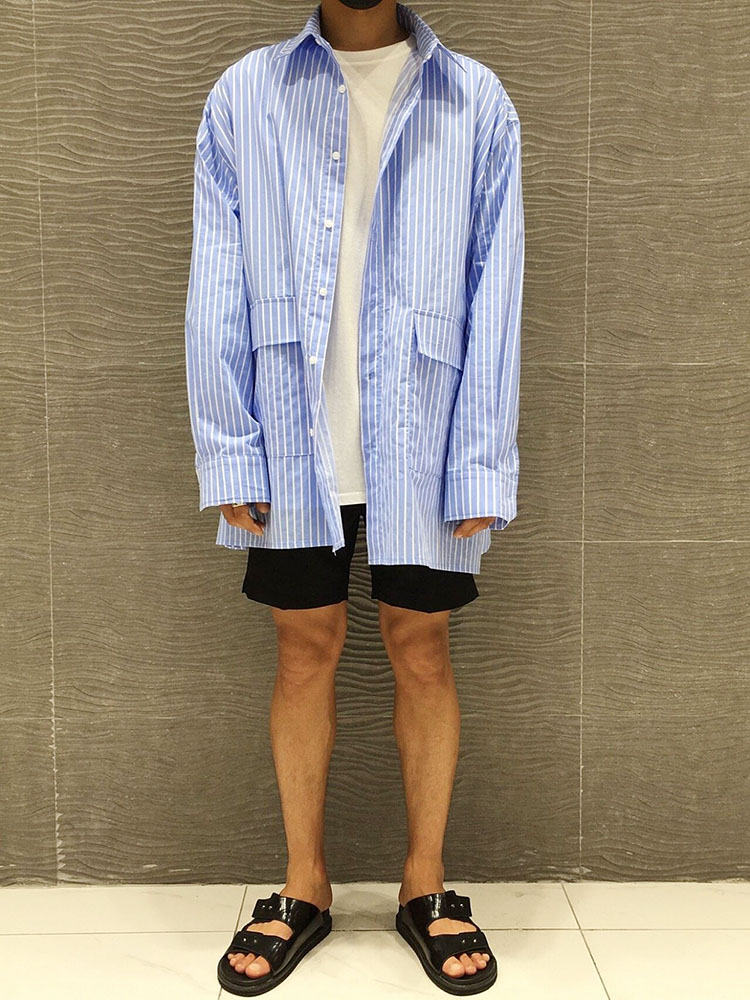 New Over Buffet Striped Shirt One Piece stripe Cou