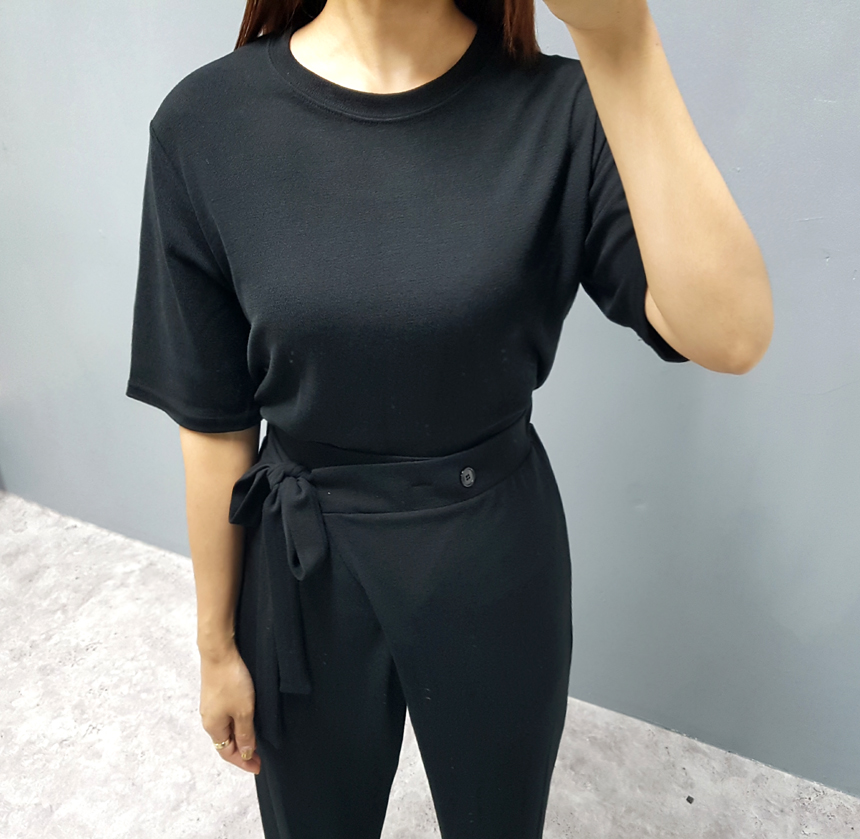 Short-sleeved Two-piece Big Size Banding Set Ribbo