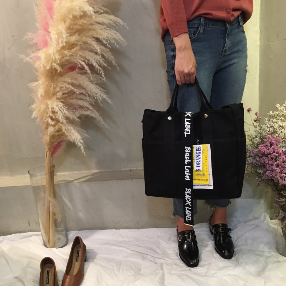 Black Label Shopper Canvas Adorable Eco Bag Three 