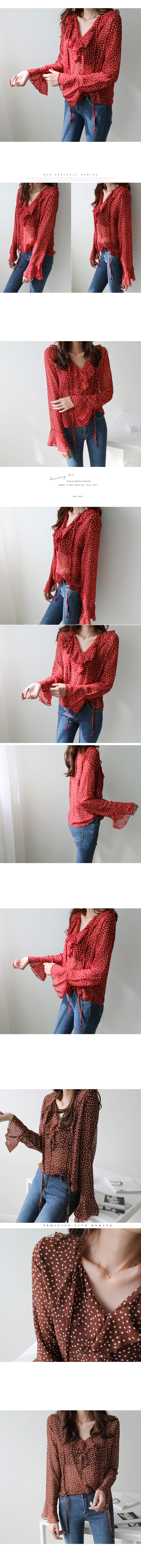 NEW FASHION LADY GIRL Blouse Deming dot Ruffle blo