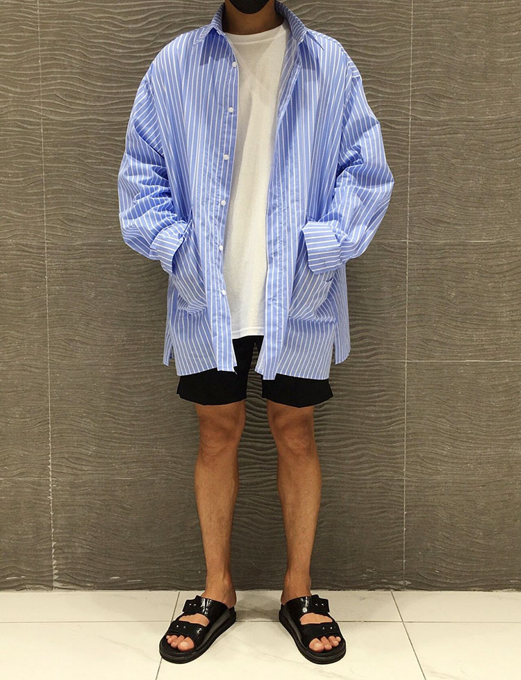 New Over Buffet Striped Shirt One Piece stripe Cou