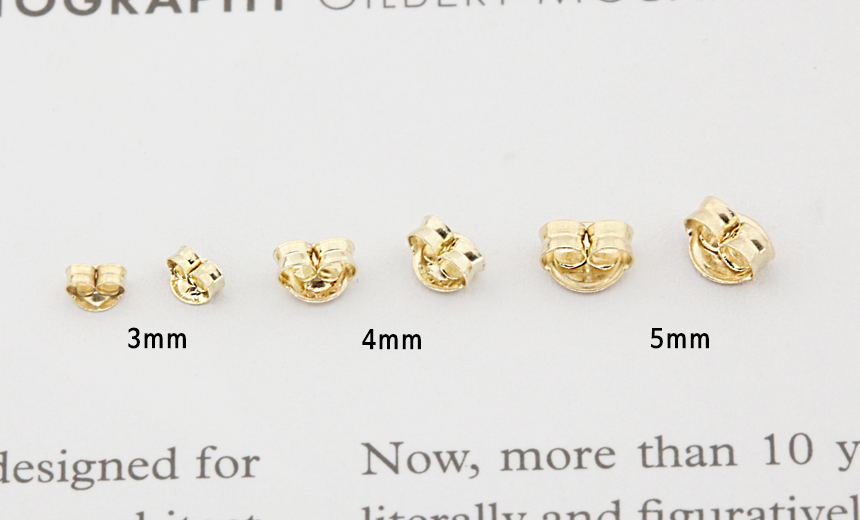 Clutch 5 kinds 14K Silicone, 14K gold back decorat