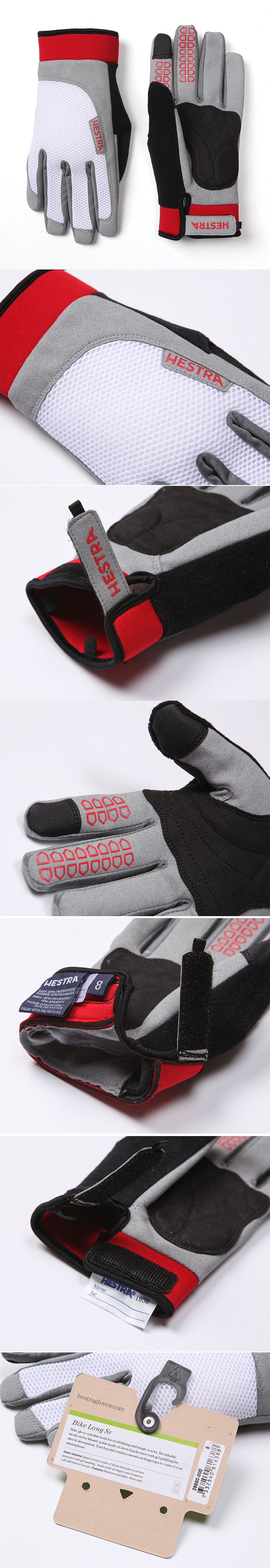 Hestra Bike Long Sr. White Leather Gloves Outdoor 