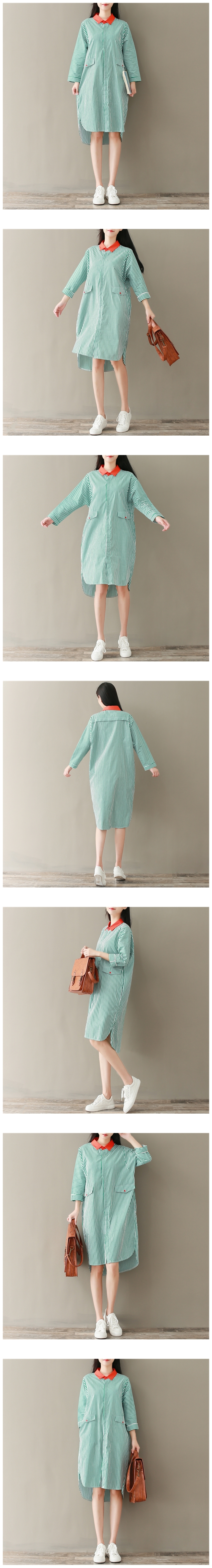 New Imports Green stripe shirt Dress Women Women S