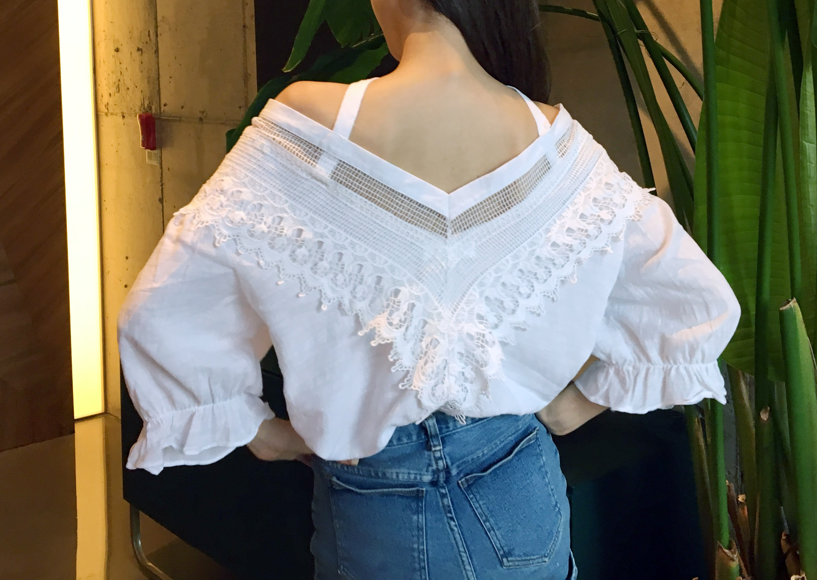 NEW FASHION LADY GIRL Blouse V-neck lace-off shoul