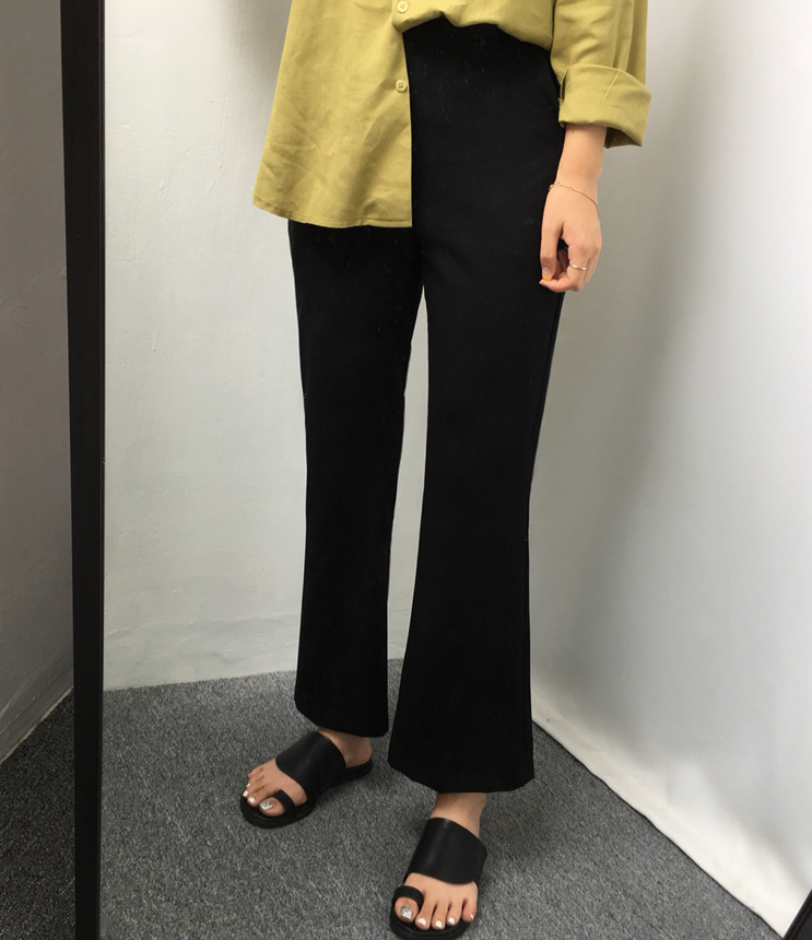 New Women's Pants Slim Semi Boots Cut Slacks Cl