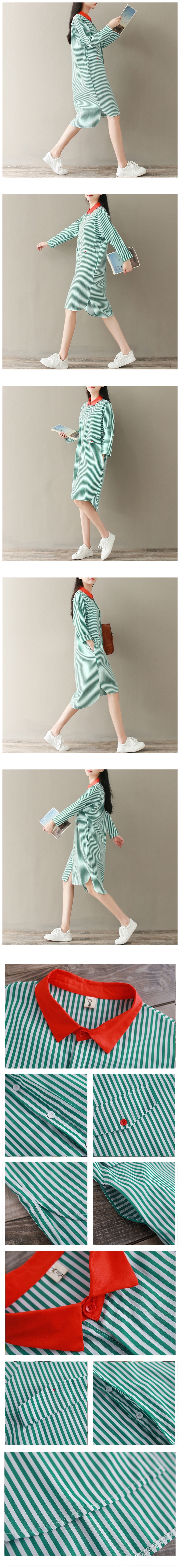 New Imports Green stripe shirt Dress Women Women S