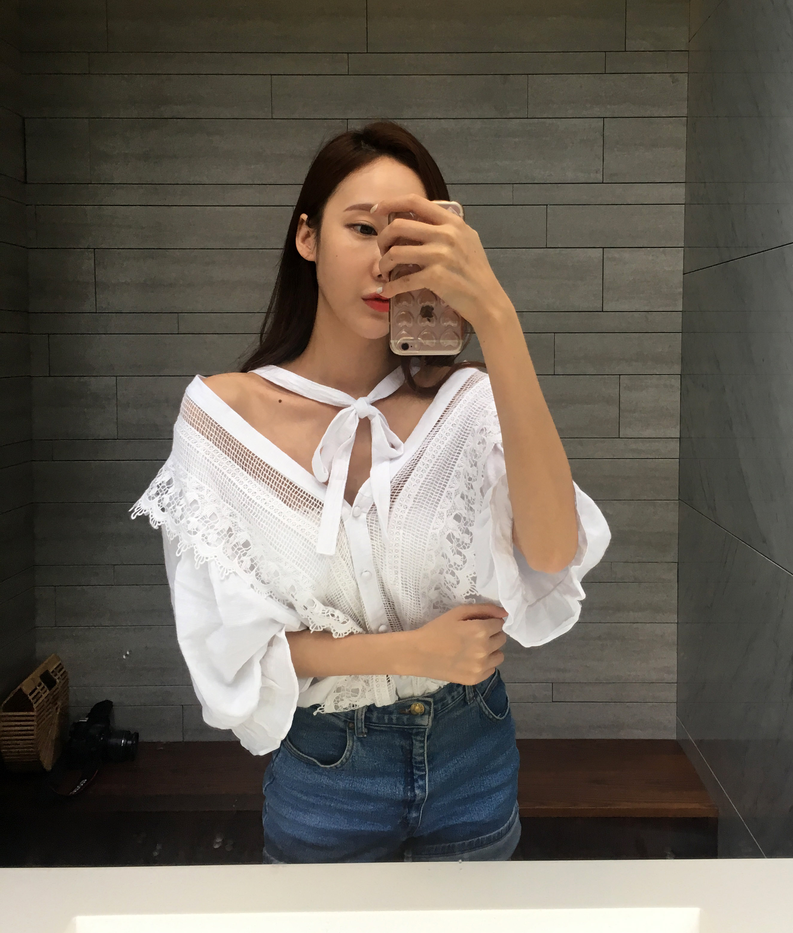 NEW FASHION LADY GIRL Blouse V-neck lace-off shoul