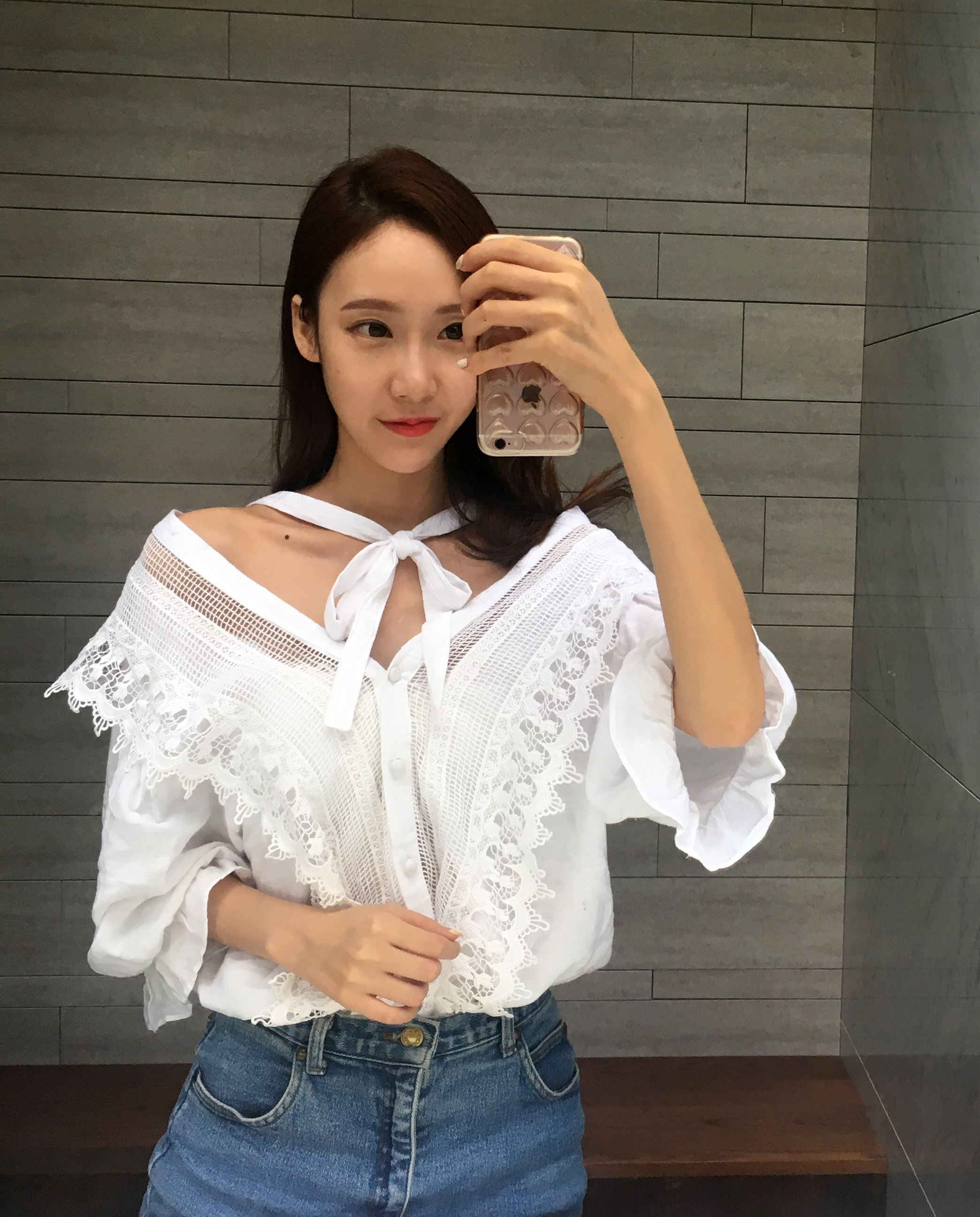 NEW FASHION LADY GIRL Blouse V-neck lace-off shoul