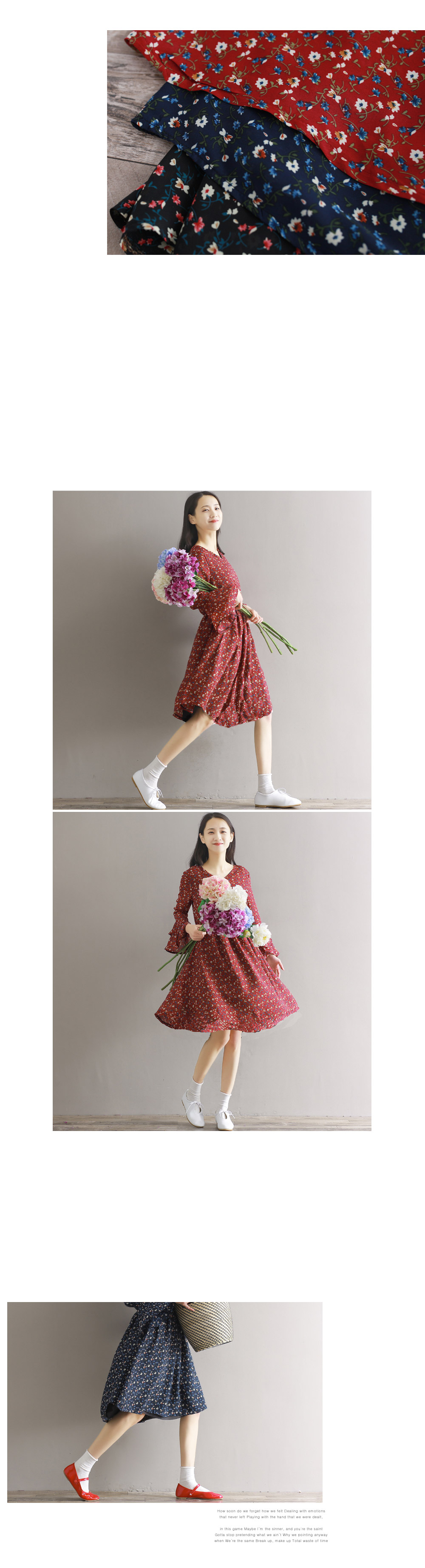 Frilly Chiffon Flower Fall Dress 30 Women's 2-p