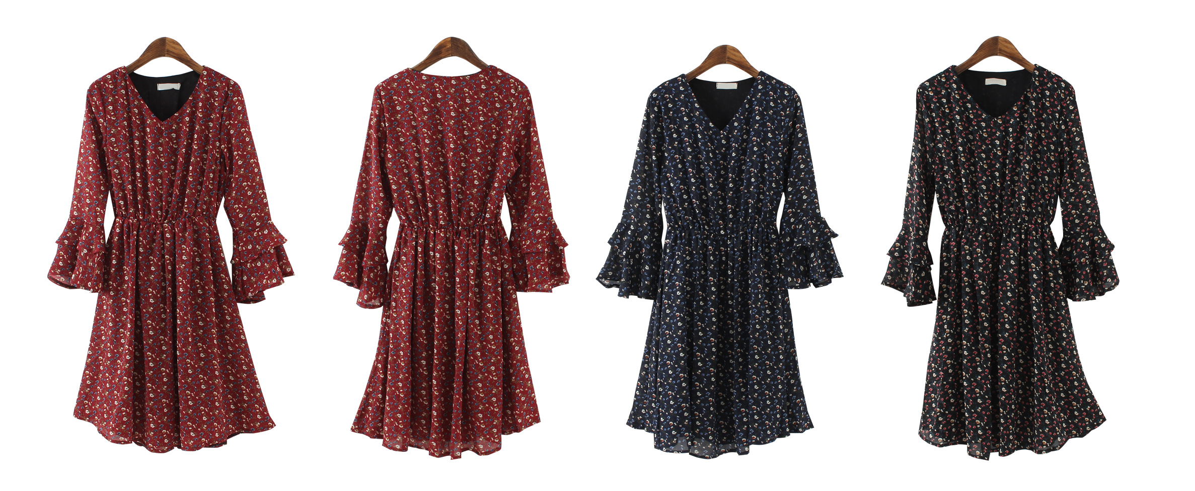 Frilly Chiffon Flower Fall Dress 30 Women's 2-p