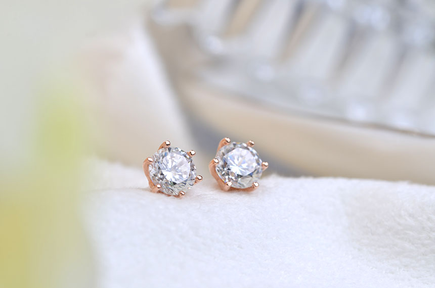 Diamond Cutting 14k Cubic Earring 4mm, 5mm