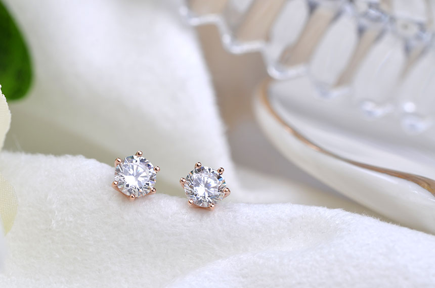 Diamond Cutting 14k Cubic Earring 4mm, 5mm