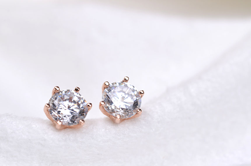 Diamond Cutting 14k Cubic Earring 4mm, 5mm