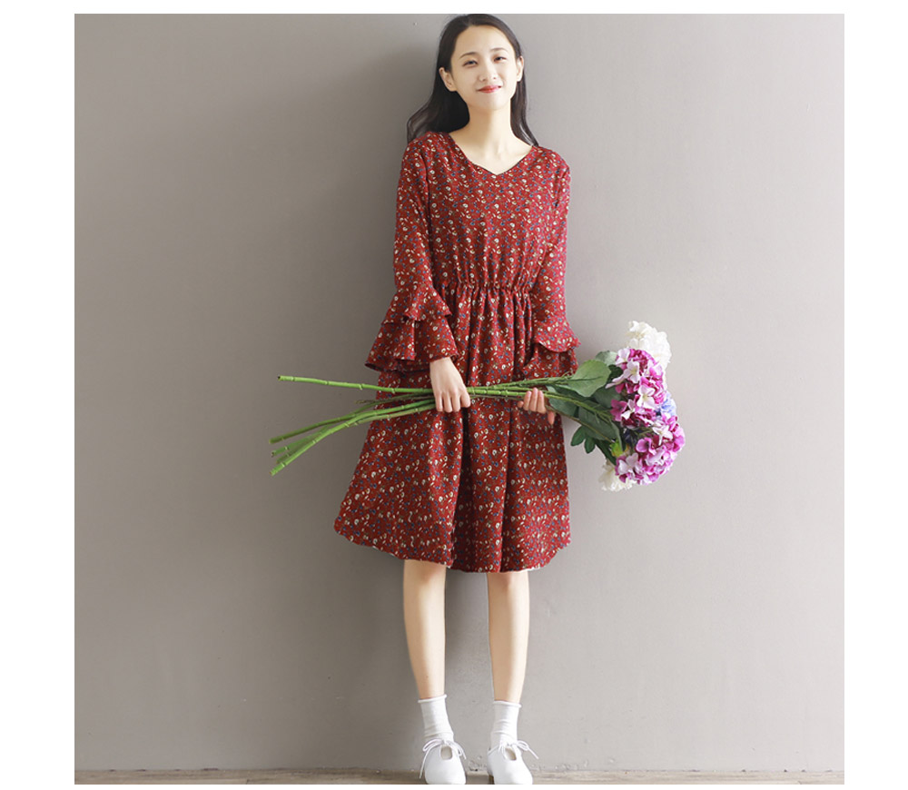 Frilly Chiffon Flower Fall Dress 30 Women's 2-p